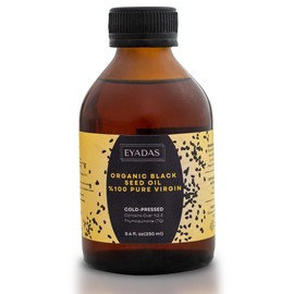 EYADAS Organic Black Seed Oil Liquid 8.4 Fl Oz, 100% Turkish Black Cumin Seed Oil, 3 Times Thymoquinone, Black Seed Oil Cold Pressed in Amber Glass Bottle, Nigella Sativa, Black Seeds, Cumin Seeds