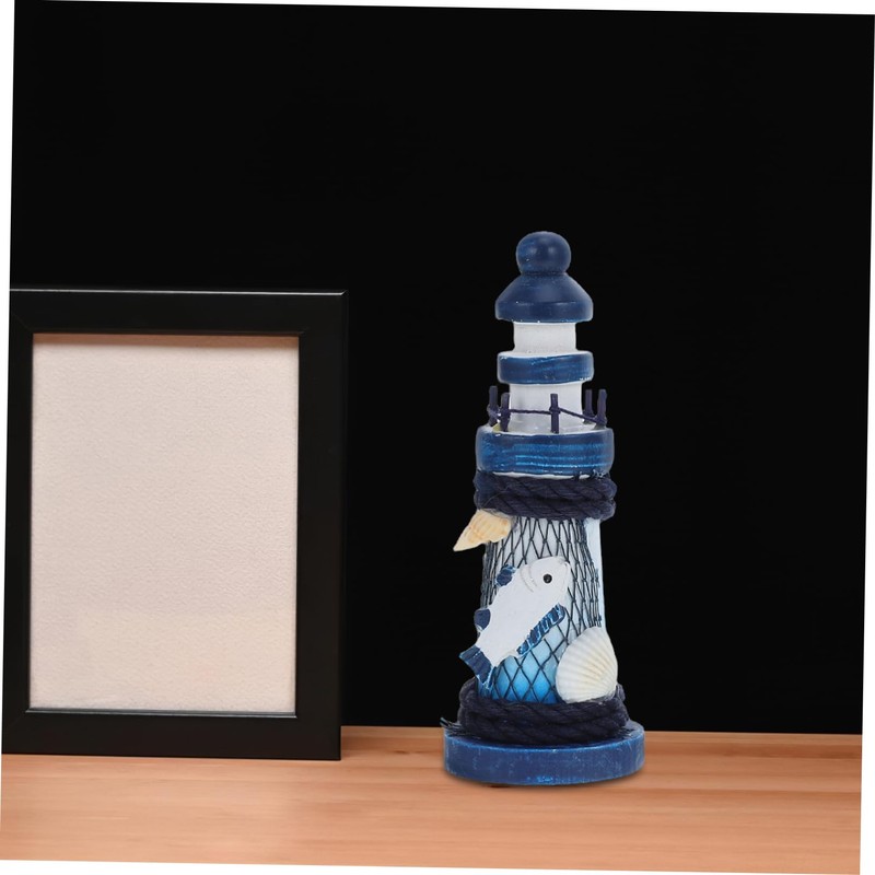 Ipetboom 4pcs Mediterranean Style Mini Wooden Lighthouse Ornaments Nautical Home