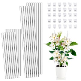 Plant Stakes 30 Pcs 17 Inch & 11 Inch Plant Support Stakes for Indoor Outdoor Tall Acrylic Clear Garden Orchid Sticks with 30 Small Clips Single Stem Potted Tomato Flower Amaryllis Vegetables