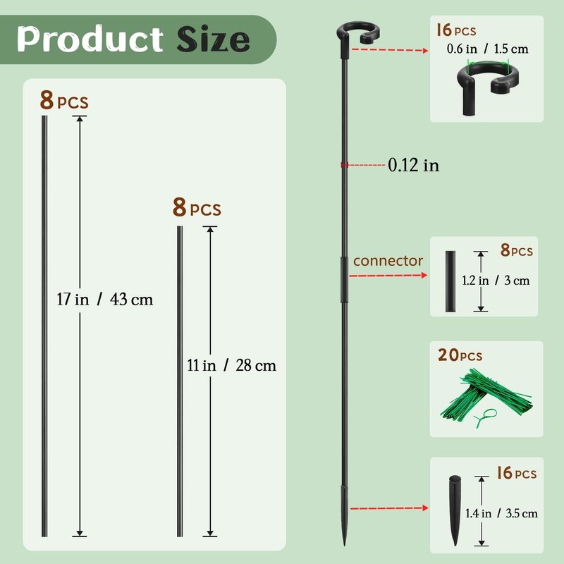 Orchid Sticks 17 inch &11 inch SupKing 16Pcs Plant Stakes