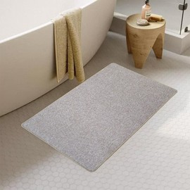 Yancorp Thin Bathroom Rugs 32"x 47" Non-Slip Rubber Bath Mats for Bathroom Quick Dry Bath Rugs, Cozy Cloth Bathroom Mat fit Under Door, Sink, Bathtub, Floor, Shower, Khaki