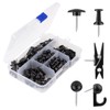 Black Push Pins Set, 5 Styles 140-count Thumb Tacks Map