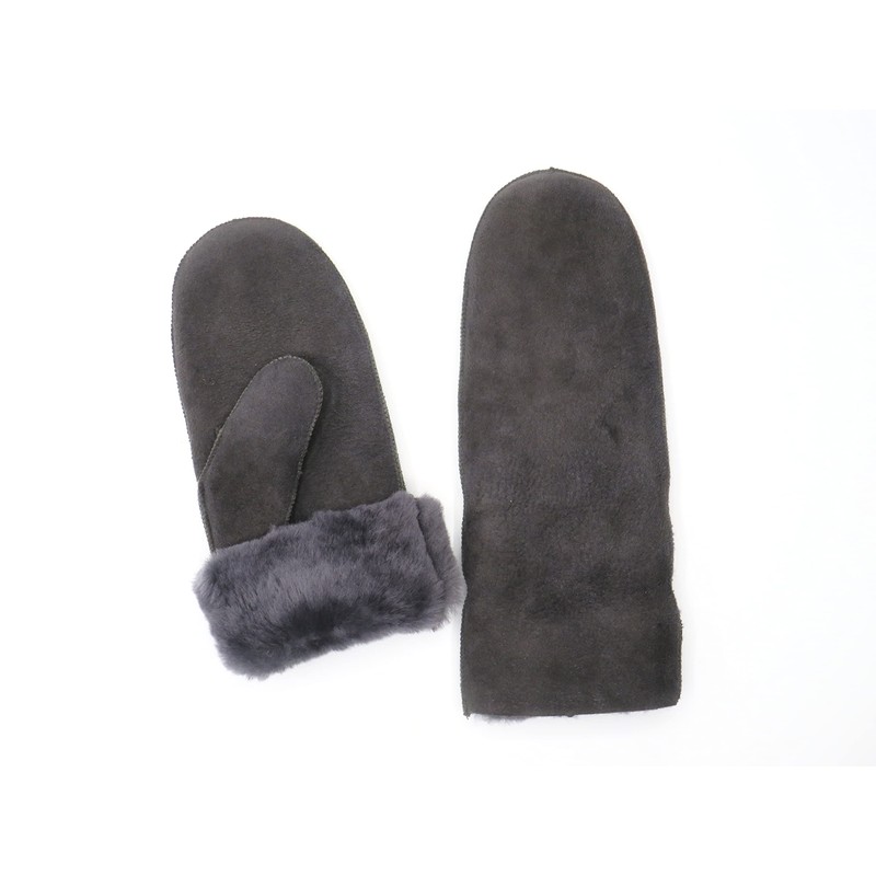 SUPER s6x Lambskin Gloves Mittens Merino Lambskin Dark Grey Ladies