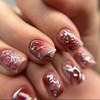 MERVF Medium Press on Nails Square Fake Nails Red Gradient