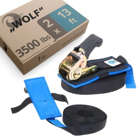 valonic Wolf - Ratchet tie Down Straps - 3500 lbs, 2 Pack, with Protection pad, 13 ft x 1 inch, Black - Ratchet Straps, tie Downs for Motorcycle