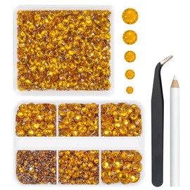 qiipii 2 Boxes Orange Yellow Resin Rhinestones 2mm-6mm Crystal Light Orange Stones Crystals Diamonds Gems Charms Supplies for Nails Face Eyes Makeup Body Tumblers Bottles Mugs DIY Crafts Clothes Shoes