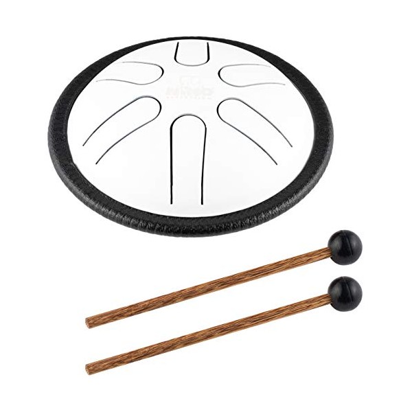 Nino Percussion Mini Melody Steel Tongue Drum with Mallets â for All Ages â Easily Create Songs, for Classroom Music, 2-YEAR WARRANTY (NINO980WH), White