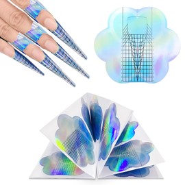 100pcs Nail Forms, Strong Butterfly Rainbow Nail Form Extension Sticker, Self-Adhesive Sticky Nail Tips Guide for UV Gel/Extension/Acrylic Nail Molds Builder for Salon (YZHT008)