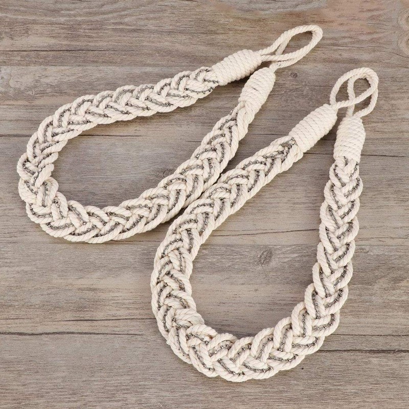 Xrten Pack of 2 Curtain Tiebacks, Tiebacks Rope, Braided Curtain
