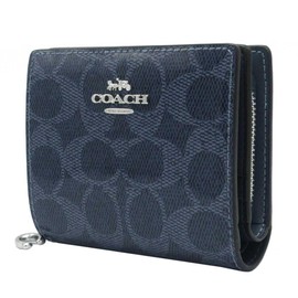 Coach Cap13 SV/D9 (Dark Denim) Women's Bifold Wallet, Signature Snap Wallet