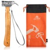 Peg Hammer, Camping, Forged Tent Hammer, Brass Head, Anti-Slip, Natural Aooka Wood Handle, Safety Belt Storage Bag Included, Peg Removal, Tent Tarp, Set Up, Outdoors, Camping, Mountain Climbing