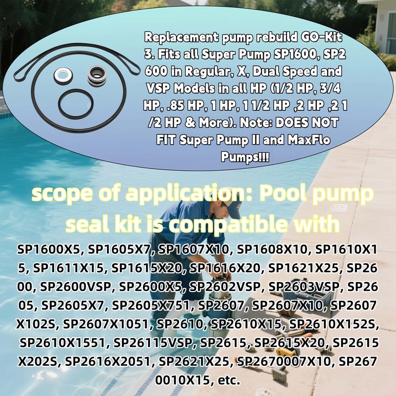 Super Pump Seal Replacement for Hayward Go Kit 3. All