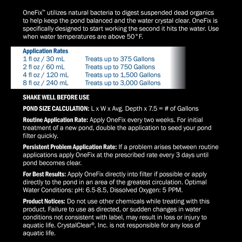 CrystalClear OneFix Beneficial Bio Clarifier Treatment for Clear Water Gardens,