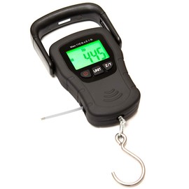 Commercial Grade Heavy Duty Digital 110lb/50kg Capacity Hanging Scale with Backlit and Measuring Tape for Luggage Fish Fishing with Comfortable Handle and Large Hook
