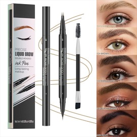 Magic Microblading Eyebrow Contouring Pencil - Eyebrow Pen,Brow Pencil 2-in-1 Dual-Ended - Precise Waterproof Brow Pen 2 Tipped Precise Waterproof With A Micro-Fork Tip Applicator