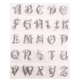 arriettycraft Capital Letters Alphabet Alphabet ABC Letters with Swirls Butterfly Clear Stamp for Card Making Decoration and DIY Scrapbooking