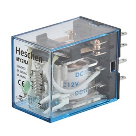 Heschen Universal Relay MY2NJ 12VDC Coil 5A 24VDC / 220VAC DPDT LED Indicator 8 Pin Terminal