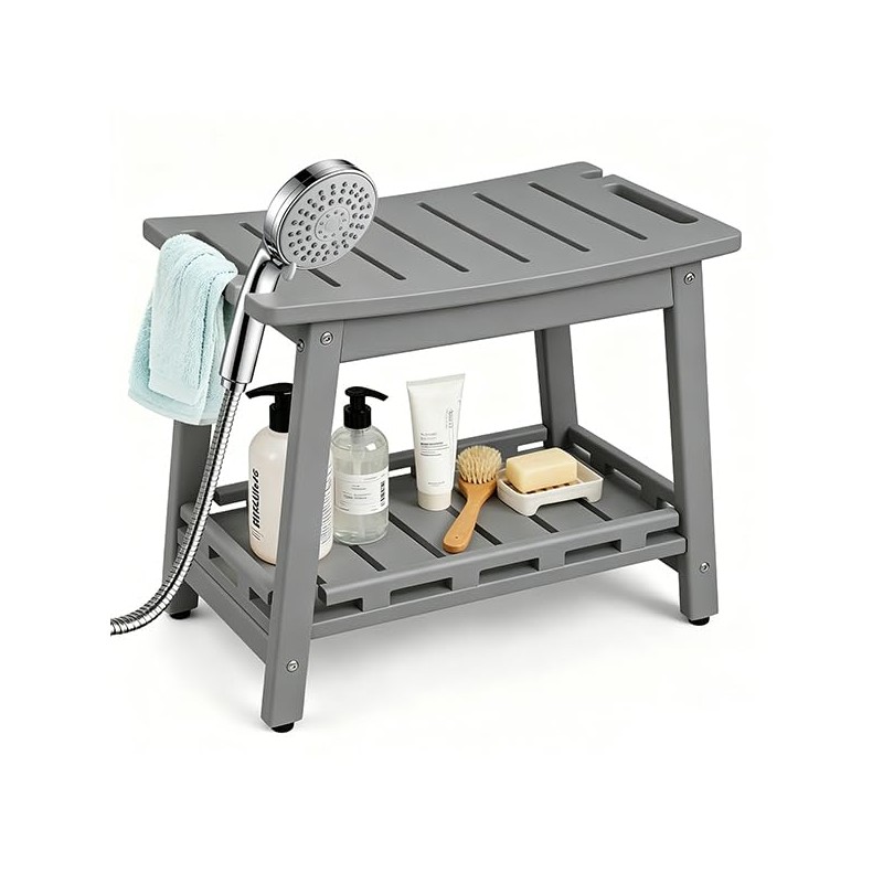 Large HDPE Shower Bench Seat for Shaving Legs, Waterproof Shower