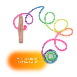 Kleintober Premium Sledge Lead I Sledge Rope with Handle I Extra Long 180 cm I Rainbow Colour I for Sledge, Bob, Porutscher I Birch Handle Extra Wide I Pull Cord Sledge I Cord 5 mm Diameter