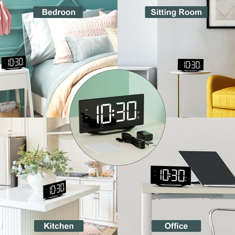Digital Clock Large Display for Bedrooms, 8.7" LED Dual Alarm
