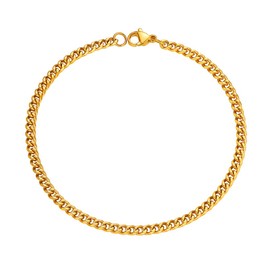 PROSTEEL Men's Bracelet Classic Curb Chain 3.5/6/9/12 mm 21 cm Cuban Link Chain Bracelet Men's Hip Hop Bracelet Fashion Jewellery Gift for Men Women Stainless Steel / 18 K Gold-Plated, stainless steel