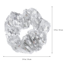 Lurrose Womens Hair Accessories 2PCS Silver Girls Sparkly Sequins Scrunchies for Hair Elastic Bands Hair Scrunchie Hair Ties Ropes Ponytail Holders Rubber Bands for Girls Womens Hair Bands