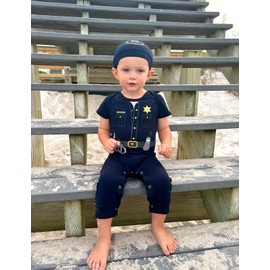 Singcoco Newborn Boy Girl Costume Outfit Baby Police Officer Romper (Cop,18-24 Months)