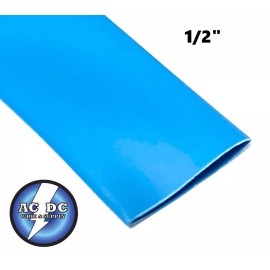 acdcwireandsupply 1/2" ID Blue Heat Shrink Tube 2:1 ratio 0.5" wrap (4 ft) inch/feet/to 13mm