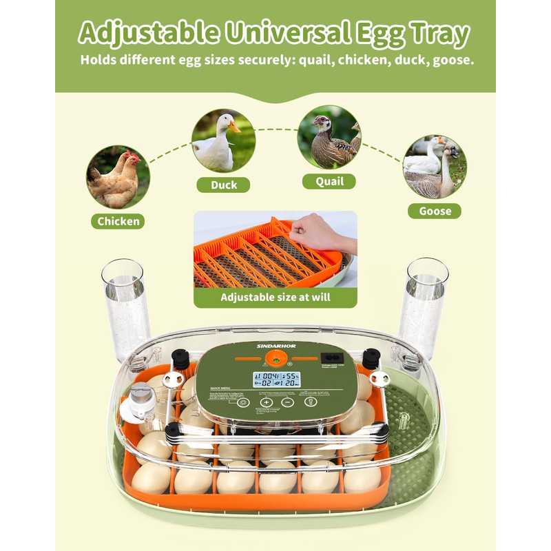 Sindarhor Egg Incubator for 24 Chicken Eggs with Automatic Turner,