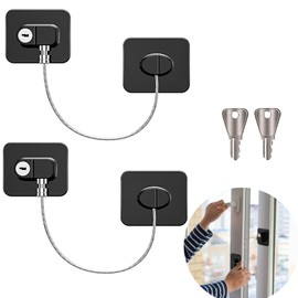 Pack of 2 ABS Fridge Lock for Child Lock, Cupboard Doors, No Drilling, Child Lock, Fridge Closer Lock for Cupboard (Black)