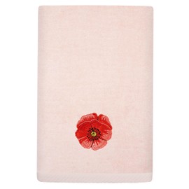 KHALPERA Posey 2-Piece Fingertip Towel Set, Artistic Poppy Embellishment, Premium Turkish Cotton, Super Soft & Quick-Drying, 2 Fingertip Towels, Blush
