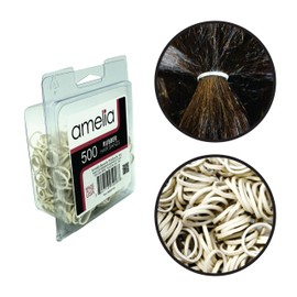 Amelia Beauty | 500 Count 1/2" Rubber Bands | Premium US Made Rubber Hair Ties | Ideal for Ponytails, Braids & Beards | Strong All Day Hold | Convenient Re-closable Container | White