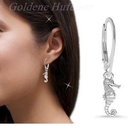 für Dich Seahorse Earrings Silver 925 Hanging Animals Drop Earrings, Sterling Silver, Not applicable