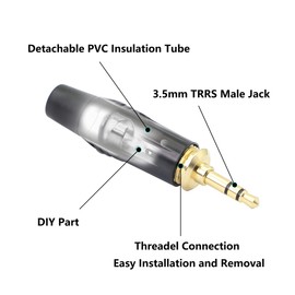 YACSEJAO 1/8" Replacement TRS Plugs 2-Pack Heavy Duty 3.5mm Solder Type DIY Audio Cable Connector for 3 Pole Stereo Equipment