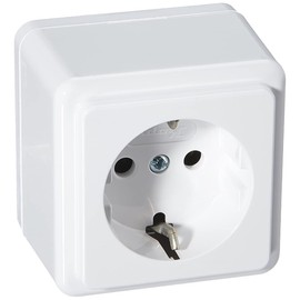 Kopp Kopp 101802000 Schutzkontakt-Steckdose 1-fach, Aufputz-Standardprogramm, 16 A, 250 V, Arktis-wei?