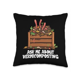 Vermicomposting Kit Worm Farming Bin Worm Composting Throw Pillow