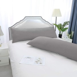sourcing map Bolster Pillowcase Soft 1800 Series Microfiber 90 Gsm Ployester, Set of 2 Long Pillow Covers for Body Pillows 4ft, 4.5ft, 5ft, 6ft Grey 50 x 150cm/ 5ft