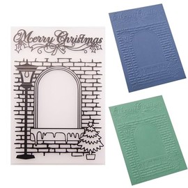 Arbuya Christmas Deck The Hall Plastic Embossing Folders for Card Making or Journaling Wall Bricks DIY Template Photo Album Paper Handmade Scrapbooking Craft Decoration Mold