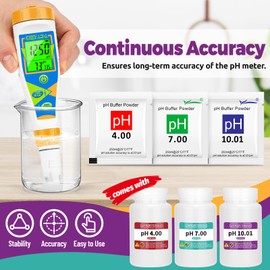 CIZTADA 15 Pack pH Calibration Buffer Powder with 250 ml Sealed Bottle, pH 7.00, pH 4.00 and pH 10.01 Calibration Solution Powder Kit, pH Calibration Packets for pH Tester/Pen/Meter