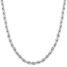 Verona Jewelers Sterling Silver Men's Diamond-Cut Rope Chain 3.3MM- Solid 925 Italian Necklace (3.3MM-30)
