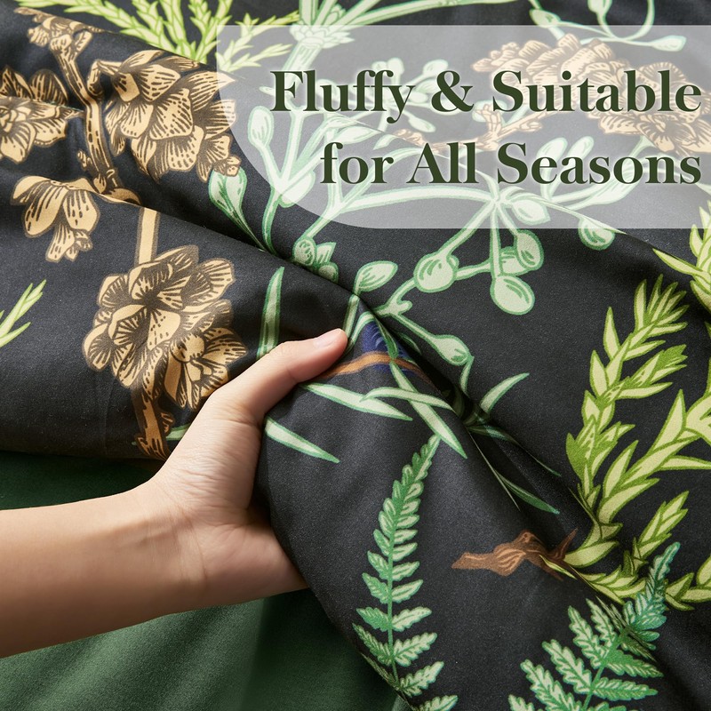 keensoft Queen Comforter Set - 3 Pieces Botanical Bedding Comforter