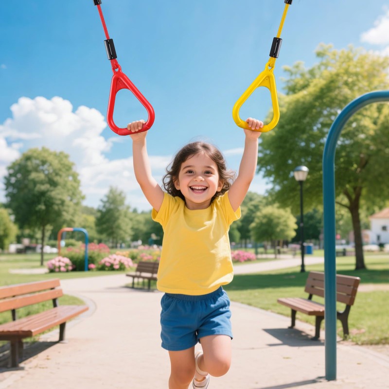 PELLOR 6 Pcs Ninja Rings, Monkey Bars Adjustable Backyard Obstacle