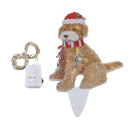 Christmas Dog Yard Decor Light Up with String Light Cute Acrylic Outdoor Animal Decorations for Porch Lawn 01