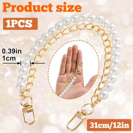 DAZEBRA Pearl Purse Double Chains, Stainless Steel Bag Extender Chain for Women, Purse Straps Replacement Charms Accessories for Wallets Handbags Shoulder Bags- Silver