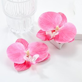 Generic Bohemian Large Butterfly Orchid Flower Stud Earrings Hawaii Big Oversized Pink Blossom Floral Earrings for Women Mom Summer Beach Party Jewelry, Rose Red