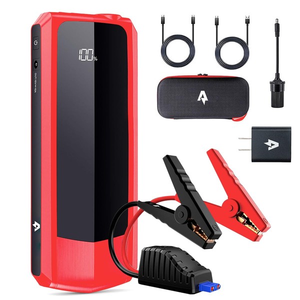 Andeman Car Jump Starter 2000A Peak 20000mAh (Start Any Gas Engine or up to 8.5L Diesel Engine),12V Car Jumper, Power Bank Power Pack with Quick Charge 3.0 Ports, Ultra-Bright LED SOS Light, Red