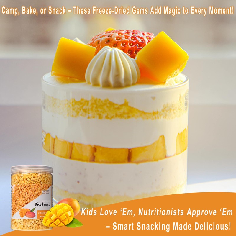 Freeze Dried Mango Diced, Freeze Dried Fruit, 7oz/200g Natural Dehydrated