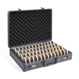 BAGAKE Coin Collection Box with Combination Lock,100 Slots Lockable Case, Fits Multi-Size Capsules & Dimes/Pennies/Nickels/Quarters/Silver Dollars/Half Dollars