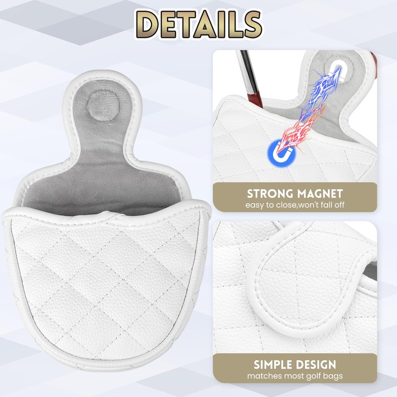 Golf Mallet Putter Head Cover Magnetic Closure Side-shaft Golf Club