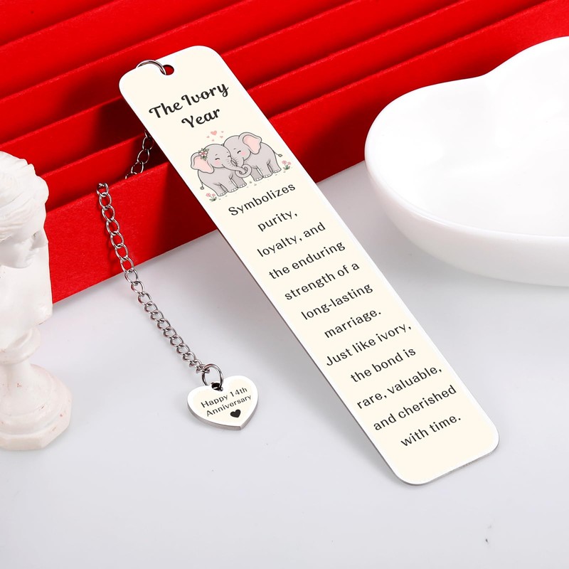 14 Year Anniversary Ivory Gifts for Her Him Bookmarks for